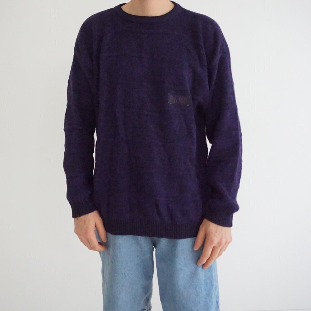 Field Gear Purple Knit Crewneck Sweater Outdoorsman Eclectic Grandpa Cozy L